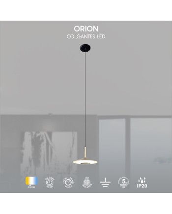 ORION * COLGANTE LED NEGRO/CUERO  1L*8W 3000K
